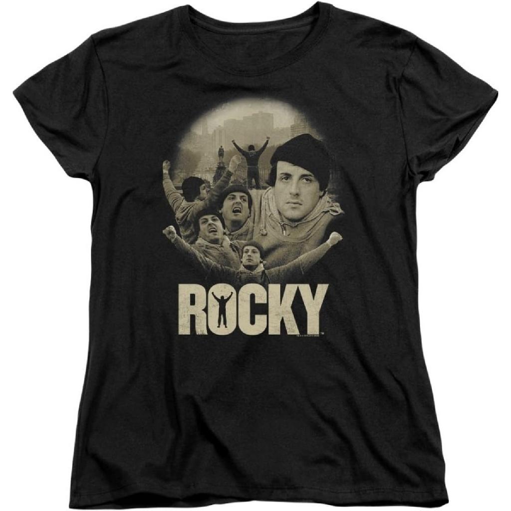 Женская футболка A&E Designs Rocky Коллаж Бальбоа Черная футболка