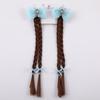 2pcs Snowflake Girls Braids Wig Synthetic Kids Ponytail Princess Cartoon Bow Ponytail  Daily