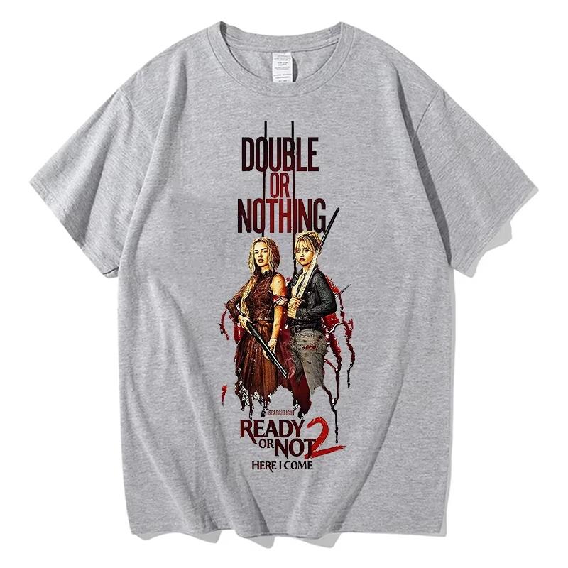 movie RON2 Ready or Not 2 graphic 100Cotton unisex shirt 2026 Summer New high quality fashion oversized Y2k Short sleeve Tshirt