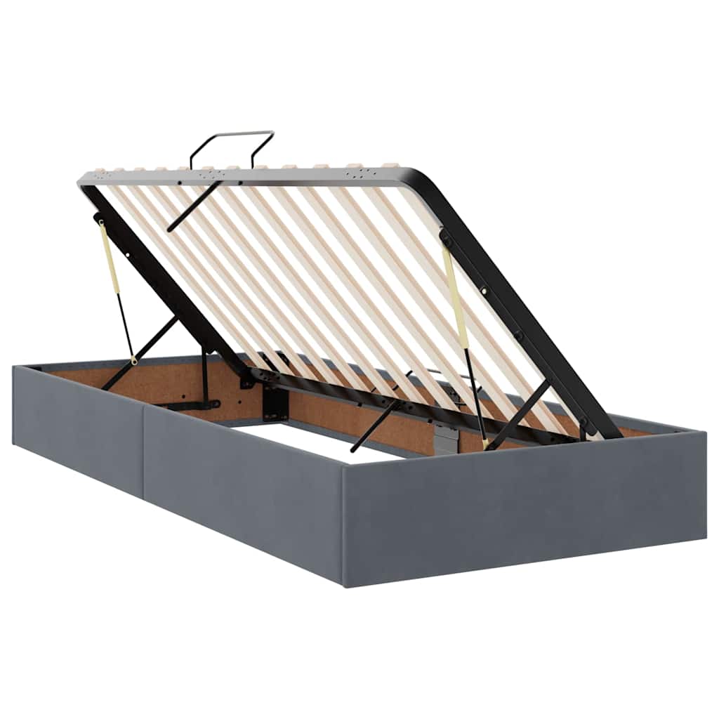 Storage Bed with Mattress Dark Gray 90 x 200 cm Velvet