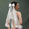 Polyester Bow Veil Hair Hoop Mesh Bridal Tulle Portable Girls Head Gauze  Birthday Headdress