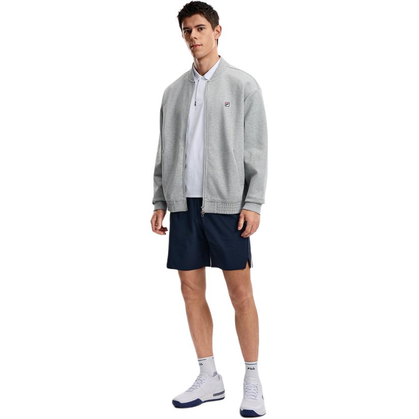 Fila Теннис Спортивный Минималистичный Свободный Крой Воротник-стойка Вязаный Свитер на Молнии Унисекс Свитер A51U613501F-MG