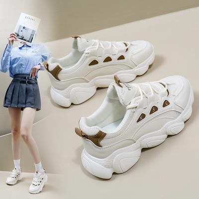 Женские кроссовки на платформе, нескользящая повседневная обувь из дышащей сетки, удобные кроссовки для бега на массивной шнуровке, спортивная обувь для тенниса для женщин