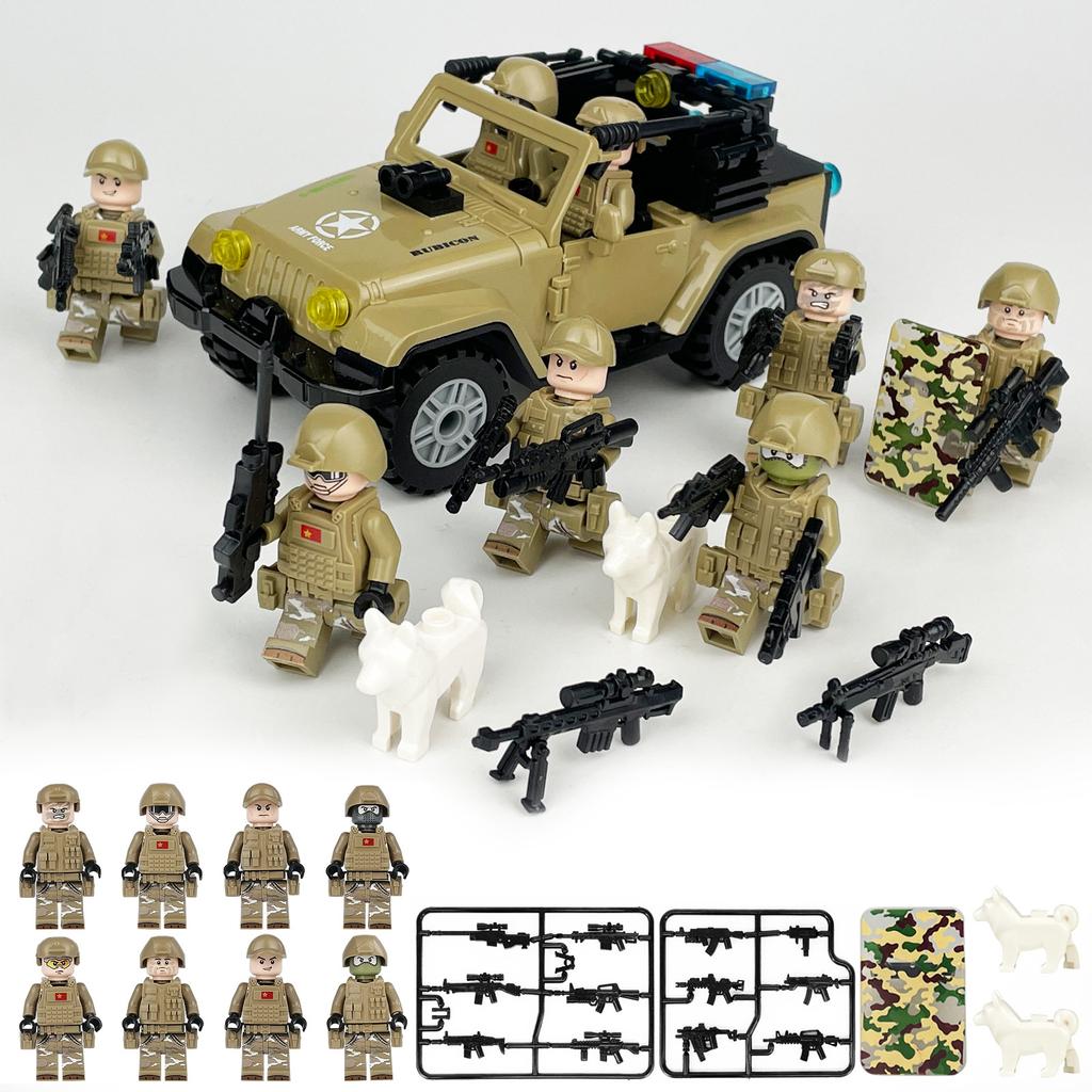 MOC Black SWAT Small Pellet Building Block Doll Police Car Off-road Vehicle Boy Military Set Building Toy