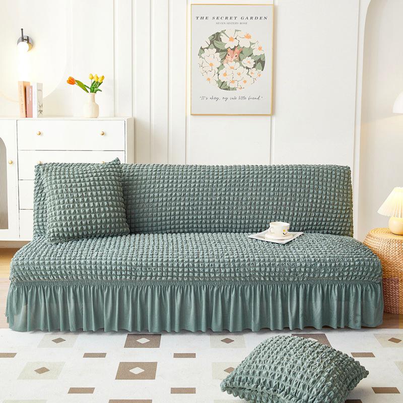 Чехол для дивана-кровати из однотонной ткани Seersucker, без подлокотников