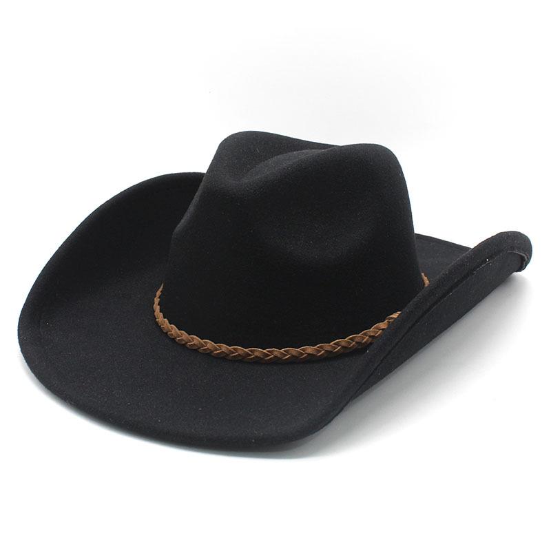 Cowboy Hat Felt Top Hat Western Gentleman'S Hat Felt Hat Jazz Hat Men'S Winter Hat