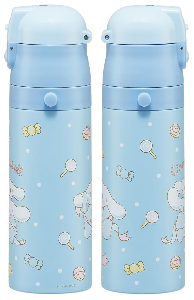 Skater Бутылка для воды из нержавеющей стали для питья 470 мл, легкая, удобная для детей, Sanrio Cinnamoroll, большая лента, для девочек, прохладная бутылка для воды, спортивная