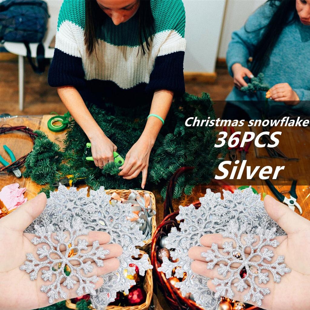 Рождественские украшения, Белые снежинки, Пластиковые блестящие снежинки, Украшения для елки