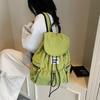 Light Weight Ruched Shoulder Bags Solid Color Student Schoolbag Simple Drawsting Backpacks  Outdoor