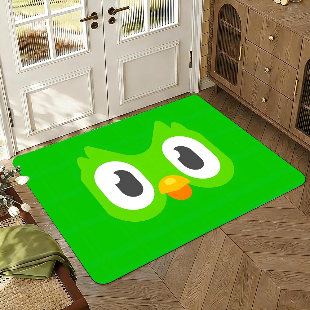 Duolingo Owl Duo 2 Floor Mat Floor Mat Soft Flannel Non-Slip Door Rug for Living Room