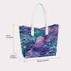 Purple Feather Printed Shoulder Tote Bag Stylish Portable Large Capacity Daily Use Shopping Handbag