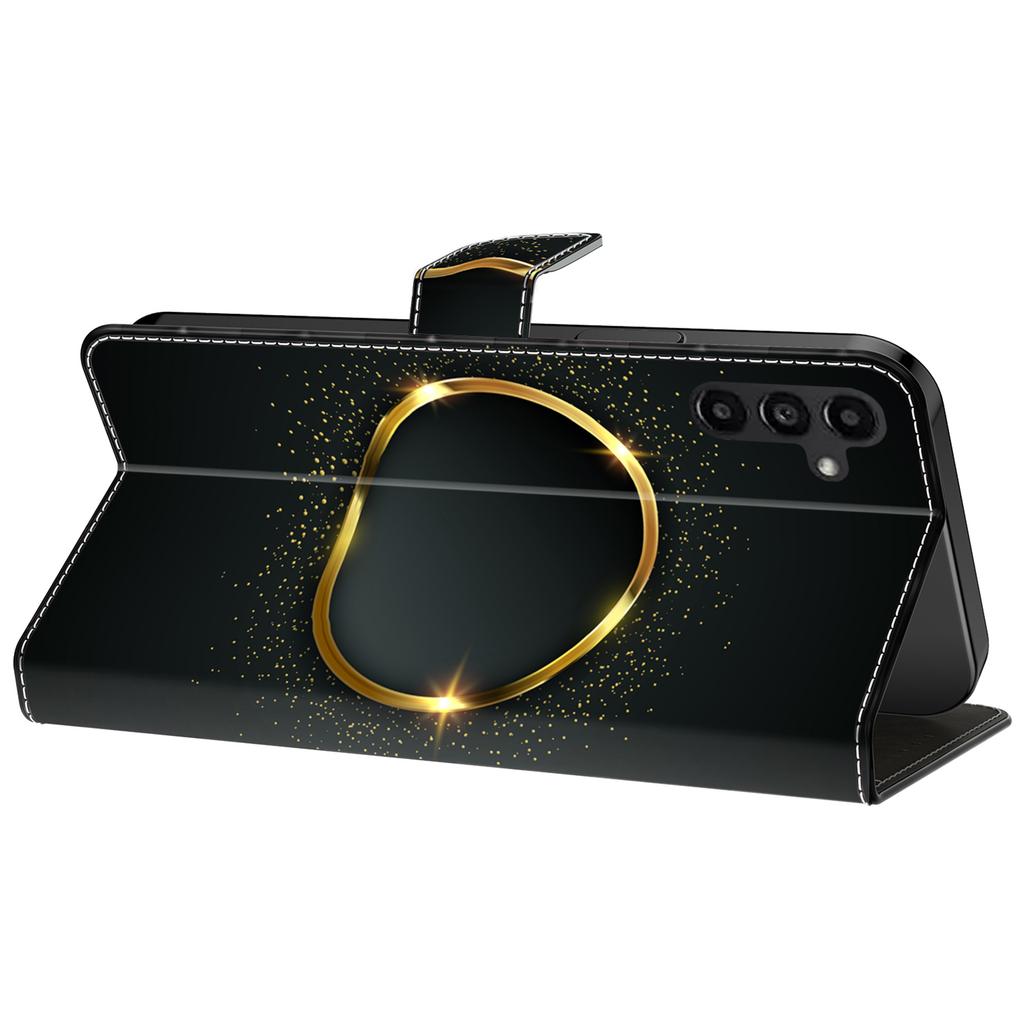 Для Samsung Galaxy A24 4G (162,1 х 77,6 х 8,3 мм) Кожаный кошелек с принтом узора, чехол для телефона