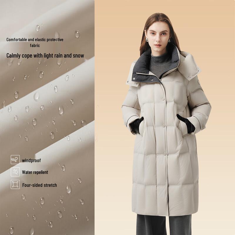 Tanboer Women's Mid-length Detachable Hood Down Jacket 5520818Z