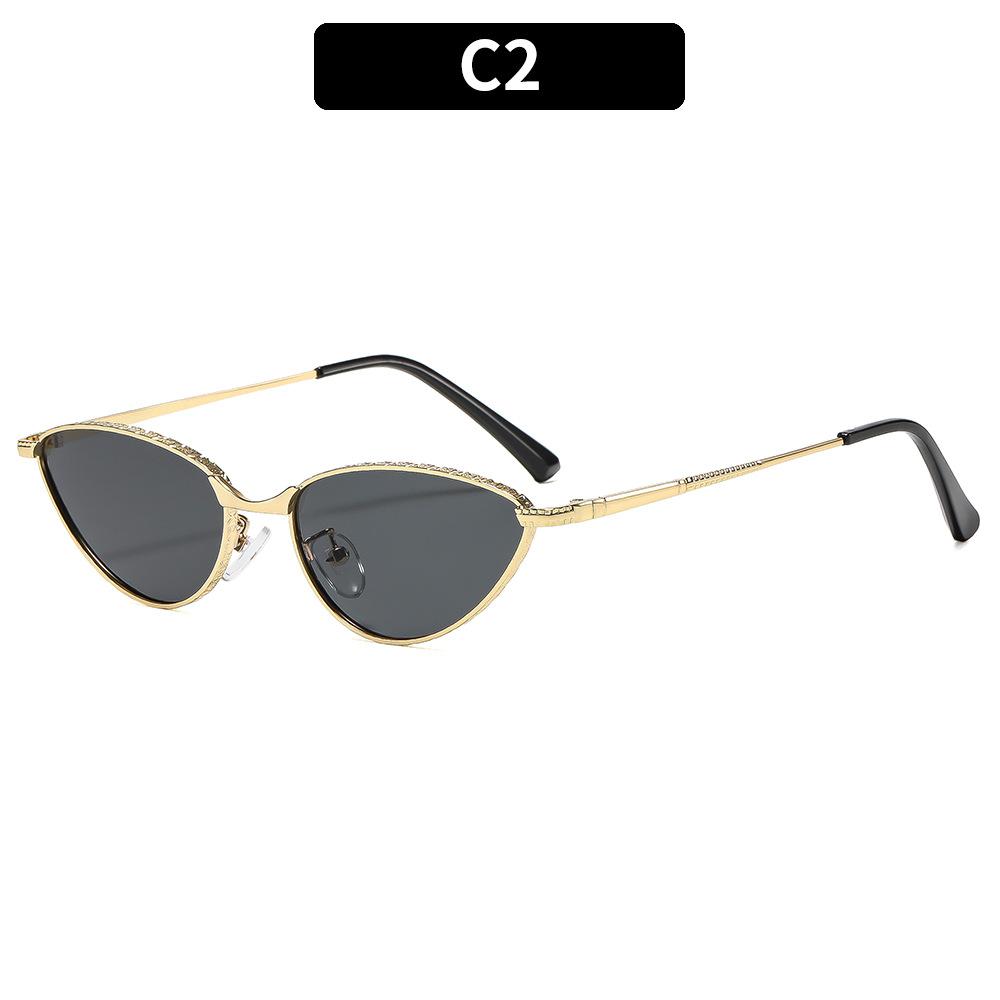 Women's sunglasses men's and women's retro metal cat eye sunglasses