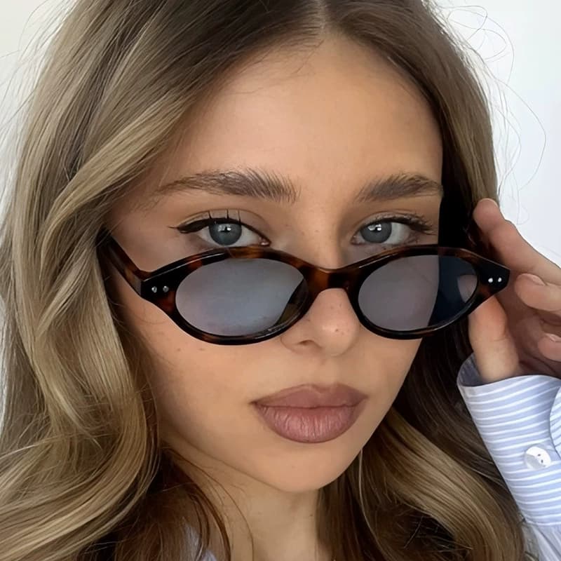 Retro Small Oval Sunglasses Women's Men's Sunshade UV400 Sun Glasses Optional Lenses for Outdoor Sports Sun Protection Glasses