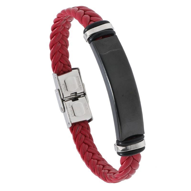 Beautiful jewelry braided stainless steel men bracelet casual glossy leather bracelet bracelet