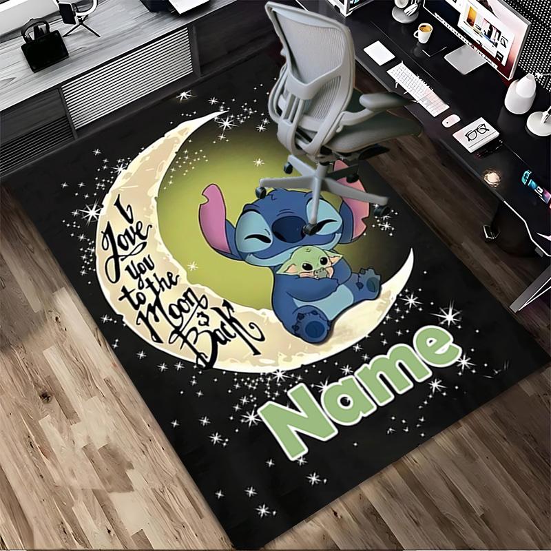 Personalized Name Stitch Fantasy Living Room Non-Slip Area Rug Soft Carpet for Bedroom Kids Playroom Sofa Office Home Decor Doormat