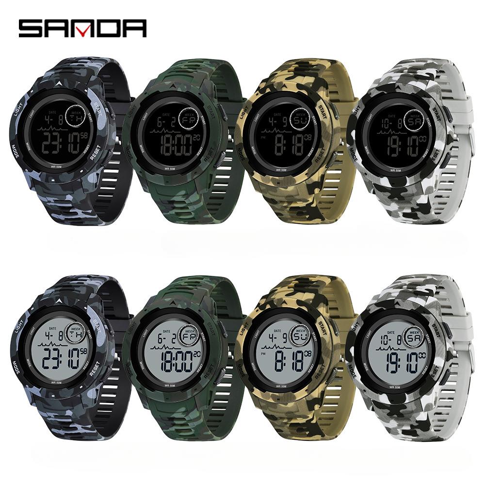 SAMDA Watch спортивные водонепроницаемые электронные часы камуфляжные многофункциональные электронные часы