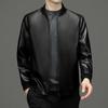 Куртка из натуральной кожи, весенне-осенний облегающий мотоциклетный костюм среднего возраста, повседневная мужская кожаная куртка с воротником-бейсболкой, одежда для папы