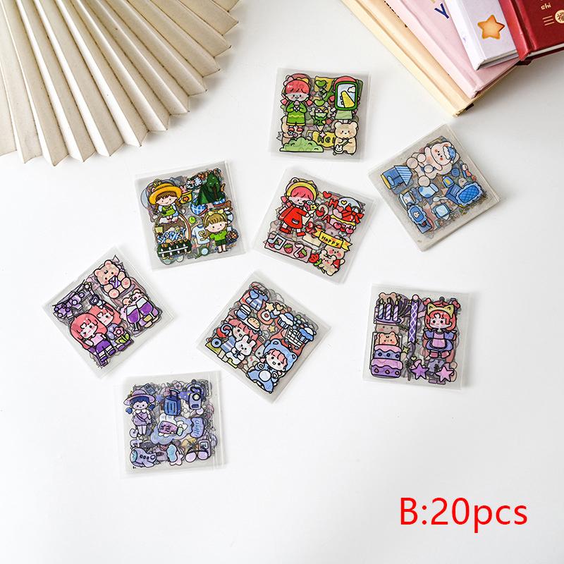 10/20/50Pcs Cute Cartoon Patterns Pvc Stickers Waterproof Transparent Notebook Water Bottle Scrapbook Decoration Stickers