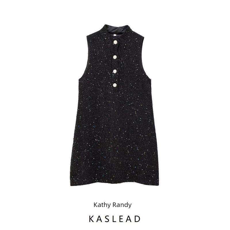 Kaslead New Arrival Women's Clothing Fashion Style Sequin Decorative Texture Long Sleeves Mini Dress 9251949