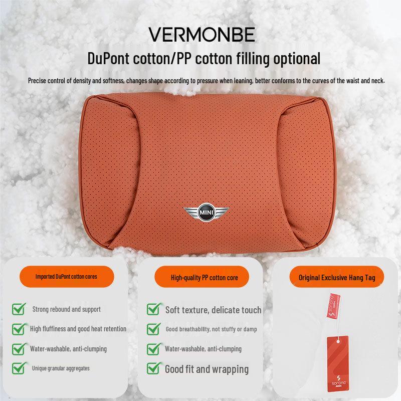 Compatible Headrest and Lumbar Support Cushion for BMW Mini Countryman/One/F54F60 - Neck Protection Pillow