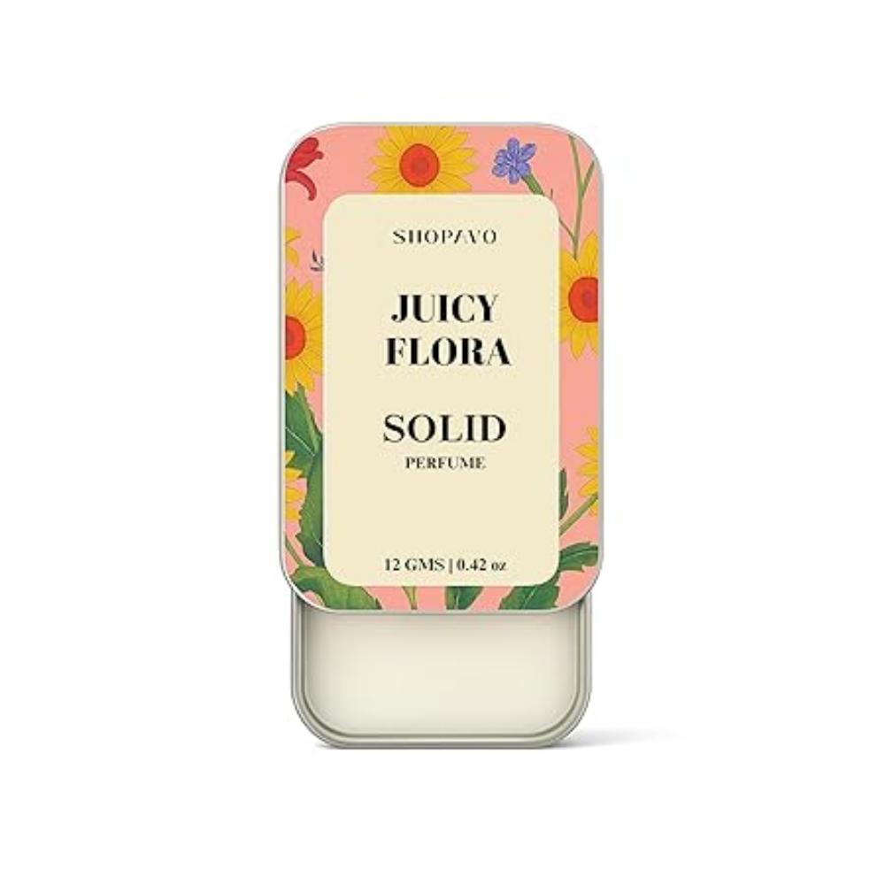 Alcohol Free Solid Perfume | Juicy Flora for Men & Women | Non-Greasy Cologne | Strong & Lasting Fragrance | Gifting Pack for Him & Her (Juicy Flora)