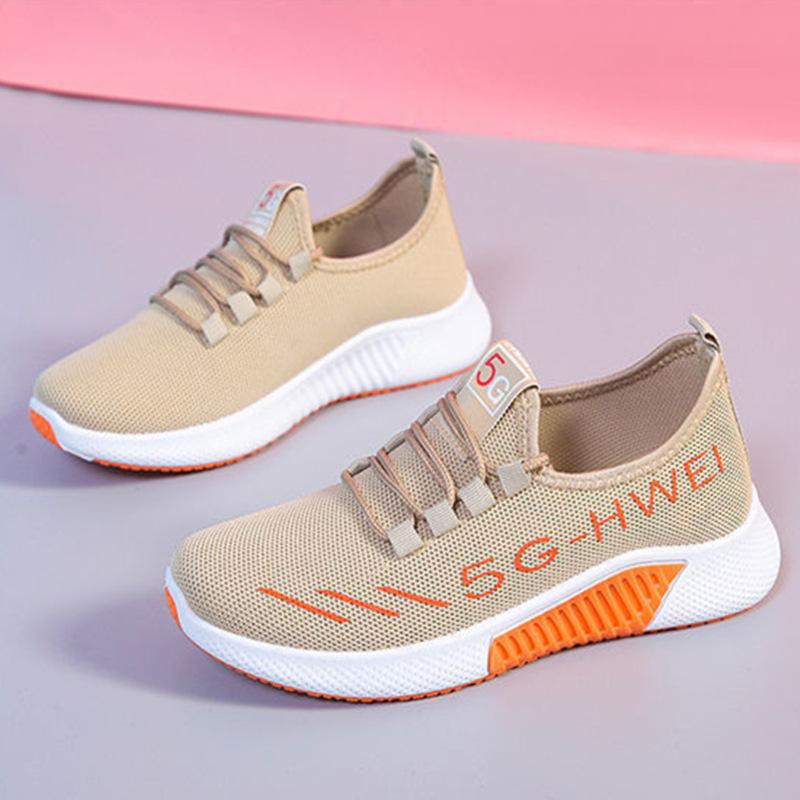 New Fly-Knit Sneakers Women's Spring, Summer and Autumn Soft Bottom Breathable Mesh Running Shoes Fashionable All-Matching Coconut Shoes