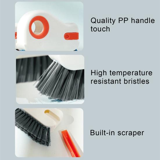 Щетка для чистки оконных направляющих 2 в 1, щетка для щелей с жесткой щетиной и скрытым скребком, щетка для чистки затирки
