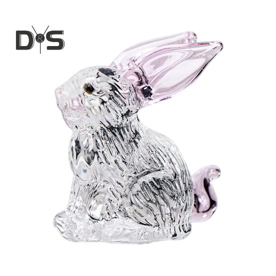 Искусственная хрустальная фигурка кролика, прозрачная коллекционная статуэтка кролика, стеклянное художественное украшение в виде животного, скульптура кролика для домашнего офиса, стола, автомобиля