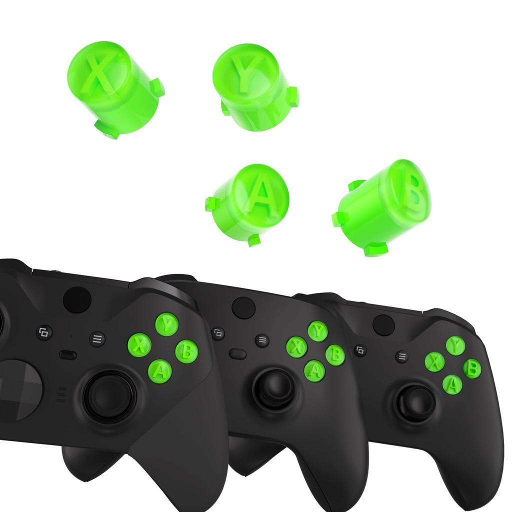 eXtremeRate Replacement Custom ABXY Action Buttons for Xbox Series X Classic Symbol ABXY Keys for Xbox One and Elite & S, 3-Tone S/X V1/V2 [Green]