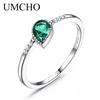 Created Emerald Engagement Wedding Rings For Women Genuine 925 Sterling Silver