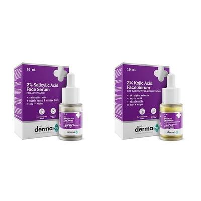 The Derma Co 2% Салициловая кислота Сыворотка с гамамелисом и корой ивы для активного лечения акне - 10 мл и The Derma Co 2% Койевая кислота Сыворотка для лица - 10 мл
