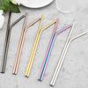 50pcs Black Straight Drinking Straw Set Stainless Steel Straws Milkshake Fruit Juice Tea Cocktail Straw Kitchen Bar Accessories