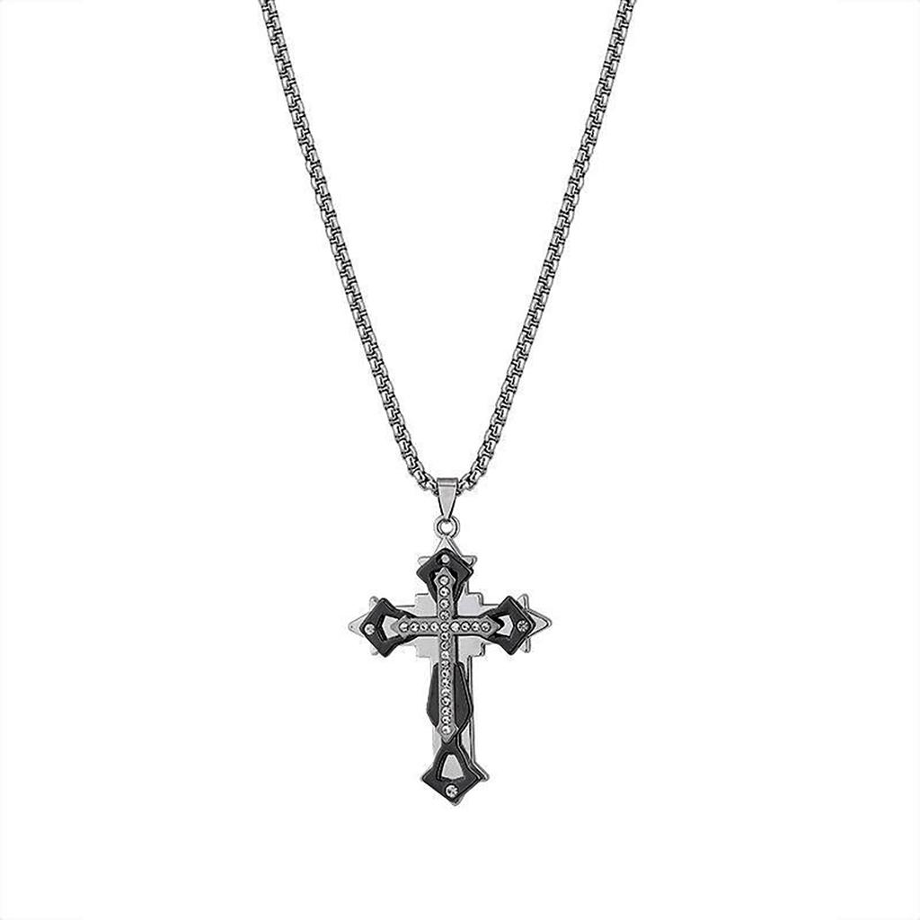 High Quality Cross Titanium Steel Non Fading Necklace,Domineering and Trendy Men's Hip-hop Pendant Chain,New Handsome Men Women