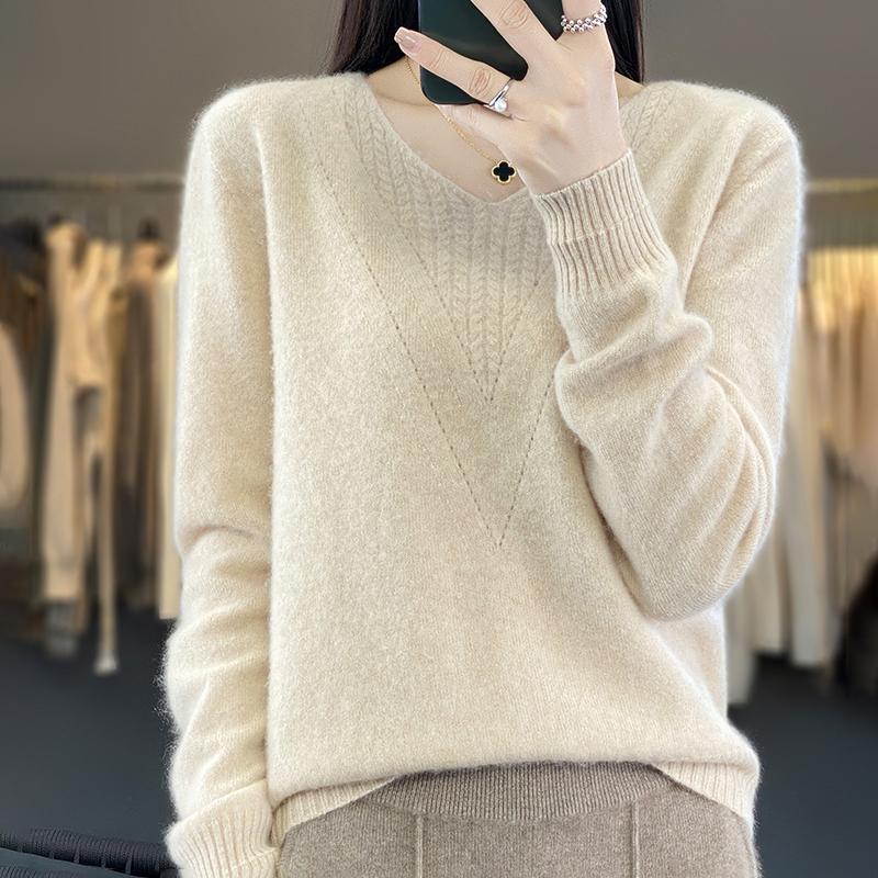 Женский кашемировый свитер Qinghe cashmere 30% кашемир 70% шерсть Женский осенне-зимний кашемировый свитер мягкий и теплый