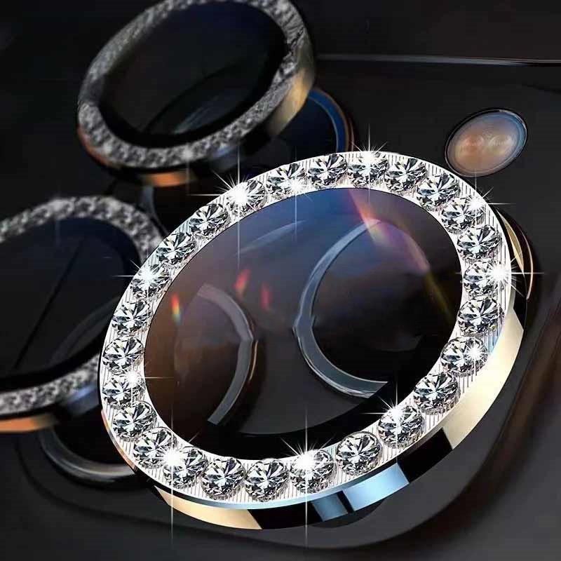 1 Set For Samsung Galaxy S24 S23 Ultra S24 S23 Plus Bling Glitter Diamond Metal Camera Lens Protector Ring with Tempered Glass