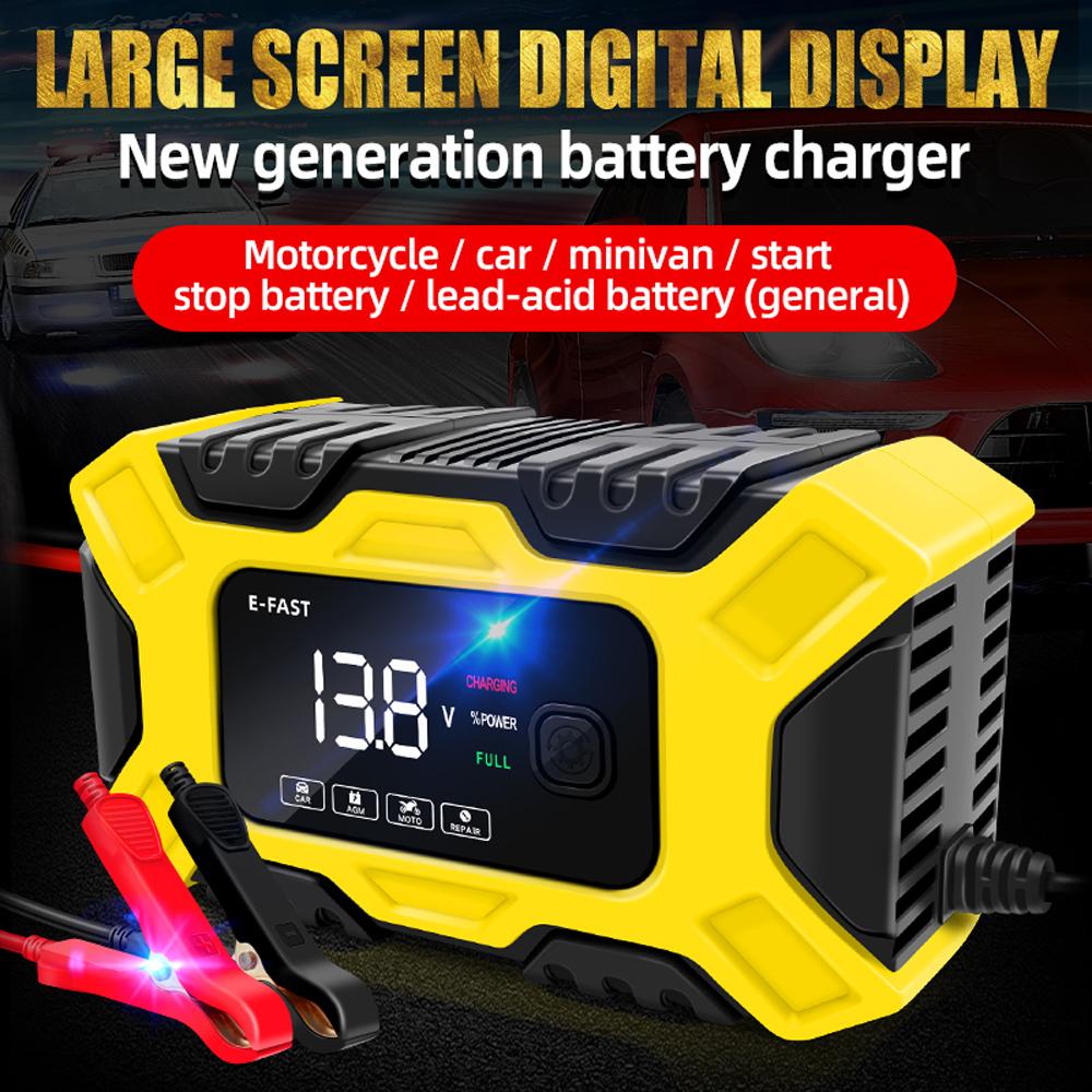 E-FAST Car Battery Chargers 12V/6A Full Automatic Battery Chargers Maintainer 3-Stage Portable