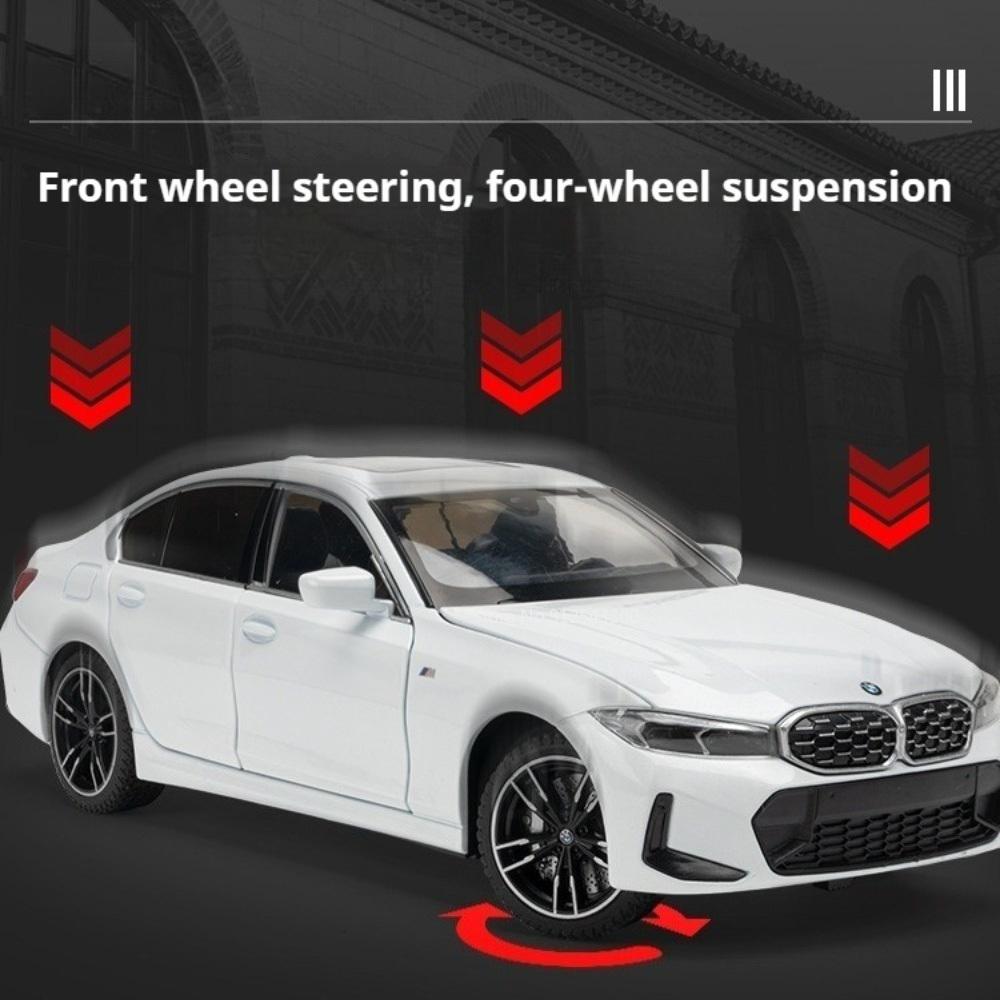 Scale 1:24 325li M3 Model Car Toy Doors Opened Pull Back Miniature Models Sound Light Front Wheel Steer Cars Desktop Decoration