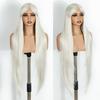 FREEDOM Synthetic Long Straight Wig With Bangs Synthetic Wigs For Women White Blonde Ombre Wig Heat Resistant Fiber Cosplay Wigs
