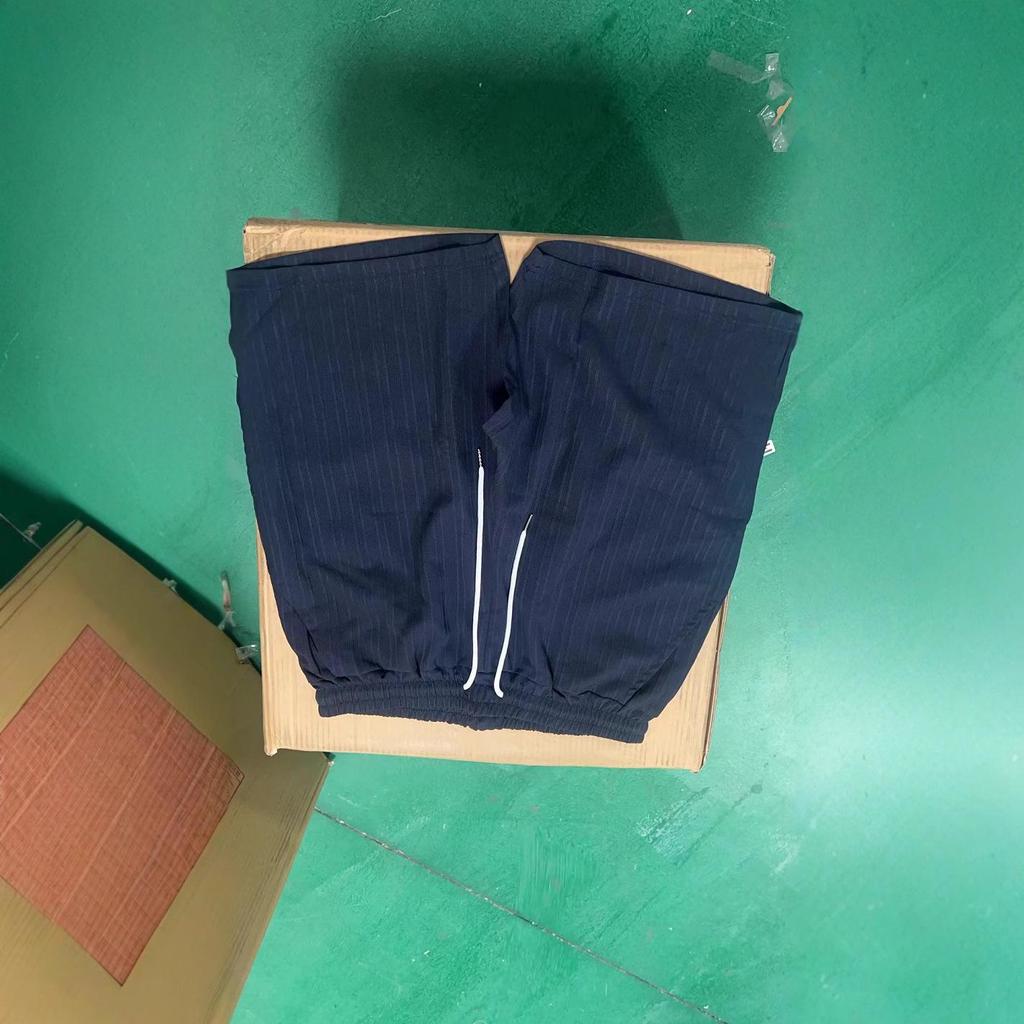 Мужские пляжные шорты из хлопка и льна в полоску, с кулиской и множеством карманов, для трансграничной торговли, 2024.