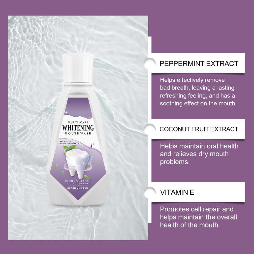 Multi-Care Whitening Mouthwash,Teeth Whitening Mouthwash,Oral Care Mouthwash, It Can Deeply Clean The Stubborn Plaque On The Surface Of Teeth(120ml)
