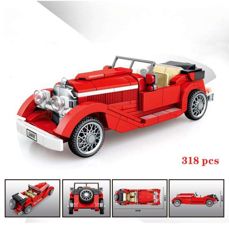 Городской механический классический автомобиль MOC модель кирпичи высокотехнологичный классический кабриолет гоночный автомобиль строительные блоки игрушки для детей