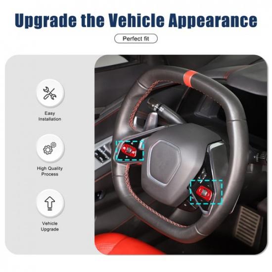 Red Carbon Fiber Steering Wheel Roller Button Trim Sticker For C8 Corvette 20-25