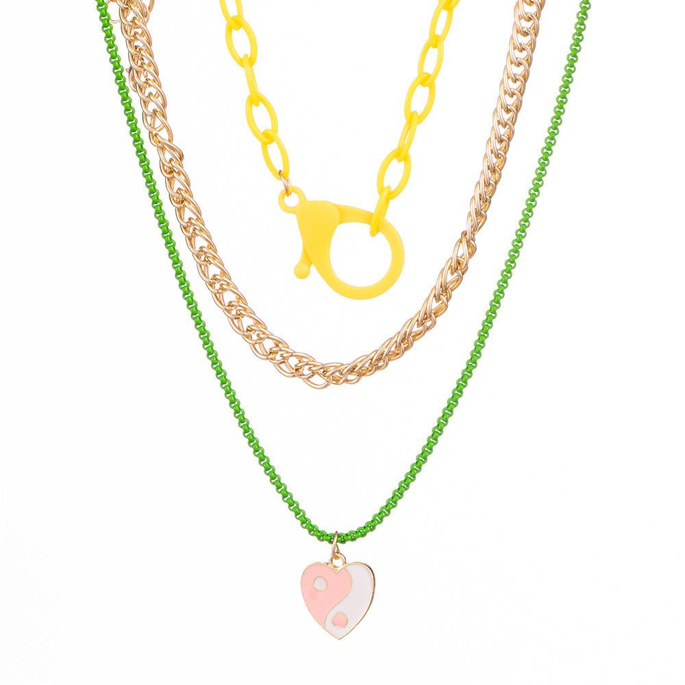 Модное многослойное ожерелье из сплава с буквами и черепом и фруктами для модных женщин