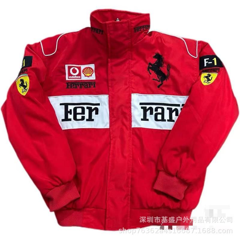 Vintage F1 Racing Embroidered Jacket Cotton Padded Motorcycle Riding Baseball Coat Unisex