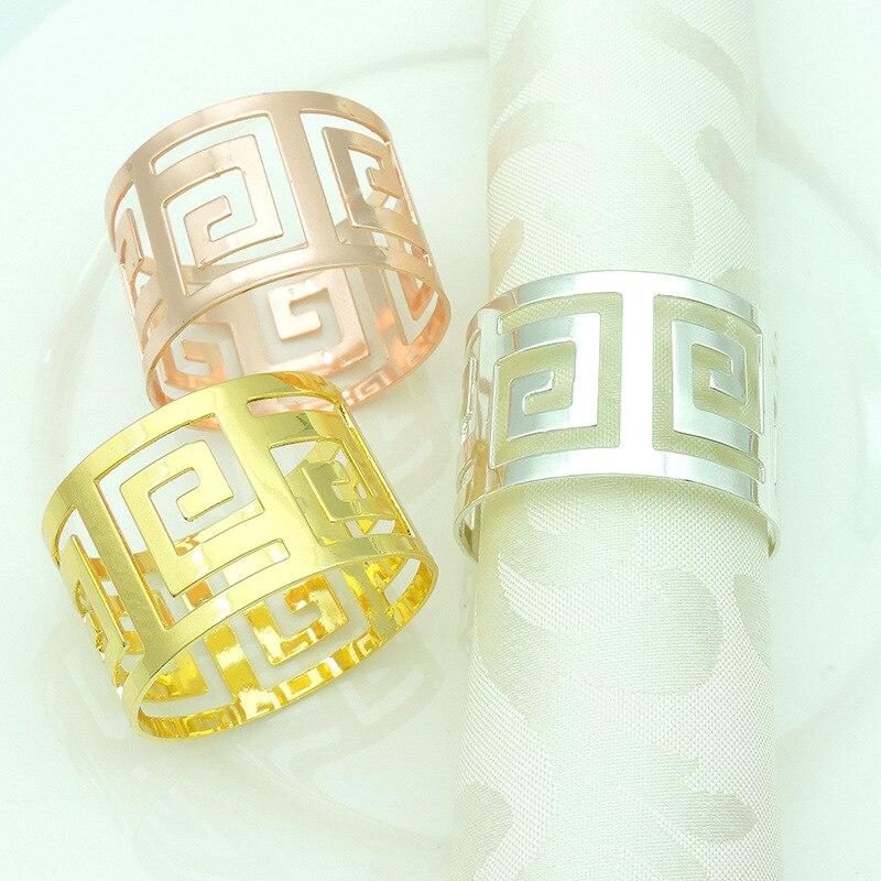 12 шт. 6 шт., кольцо для салфеток в европейском стиле, ткань, пряжка для салфеток, полый узор, сервировочные салфетки, золото и серебро, украшение свадебного стола