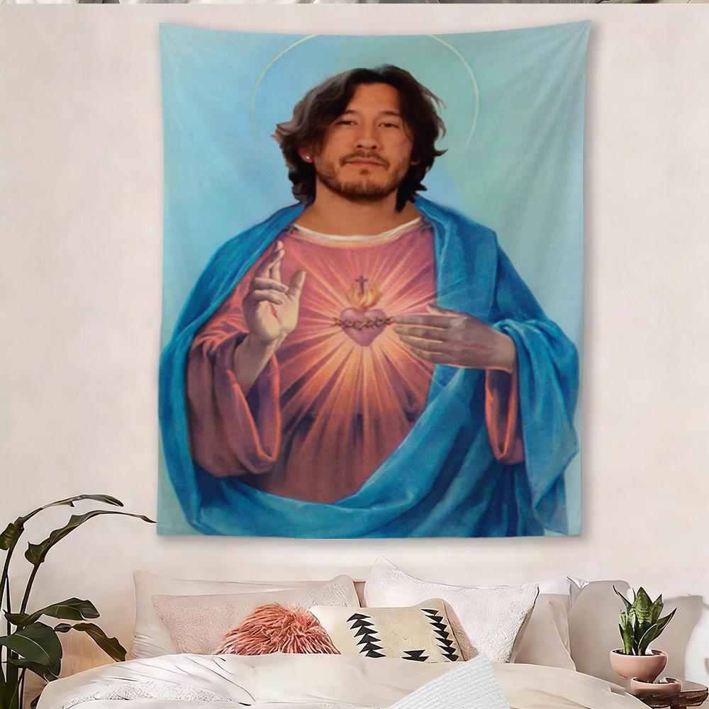 1pc Funny Psychedelic Meme Tapestry, Boho Mystical Aesthetic Wall Hanging, Home Wall Decor Birthday Gift