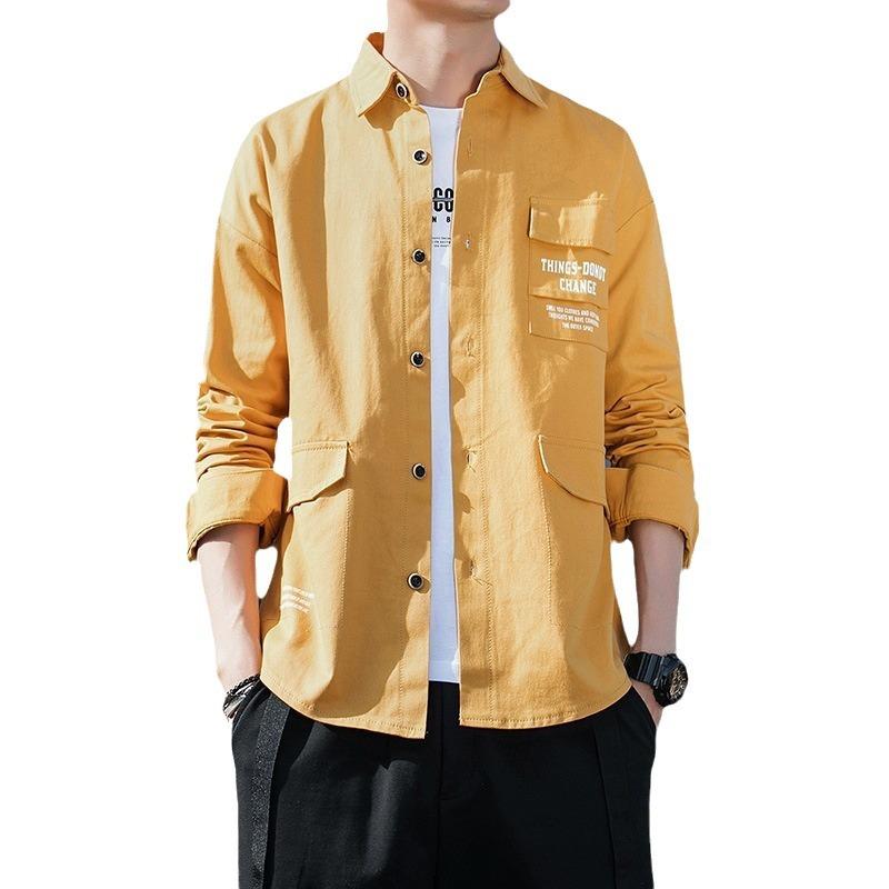 Осенняя новая куртка рубашка мужская мода красивая повседневная модная рубашка мужская рубашка с длинными рукавами пальто с лацканами топ