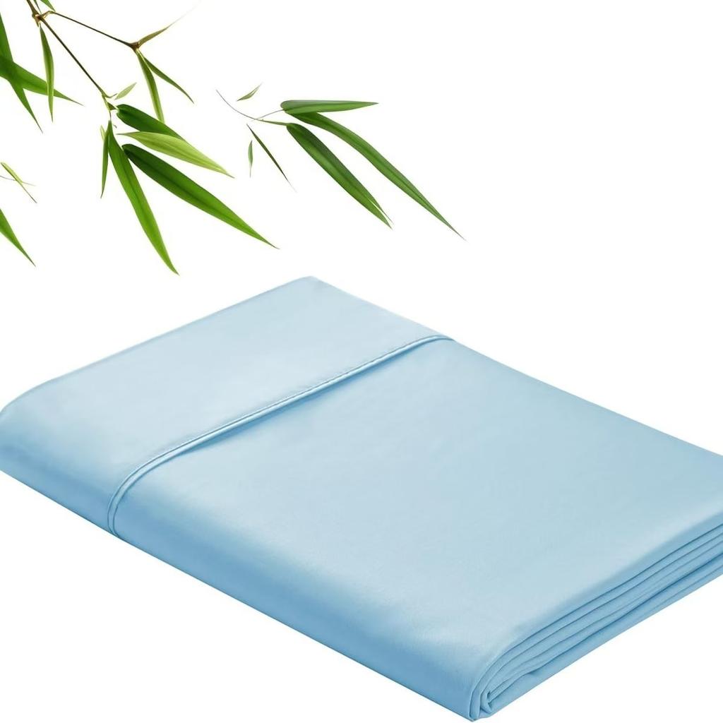 100% Bamboo Fiber Flat Sheet Antibacterial Cooling Summer Bedding Solid For Twin Queen King Single Double Bed